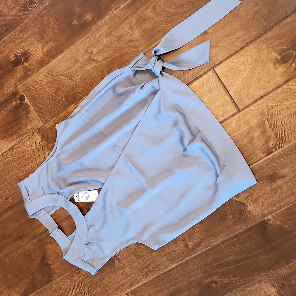 Express Light Blue Sleeveless Wrap Top, size S NWT
